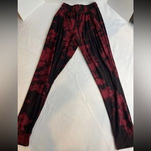 Red and Black Tye-Dye Joggers Soft with Waist Tie and Pockets Size S